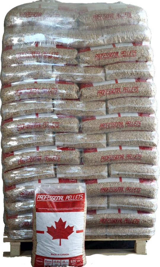 Pellet di legno vergine di abete Professional Pellets Canadese pedana da 70 sacchi  da 15Kg