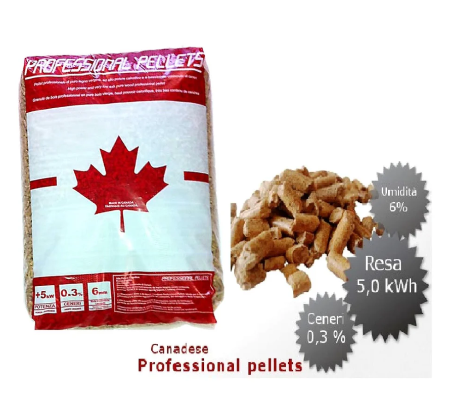 Pellet di legno vergine di abete Professional Pellets Canadese pedana da 70 sacchi  da 15Kg